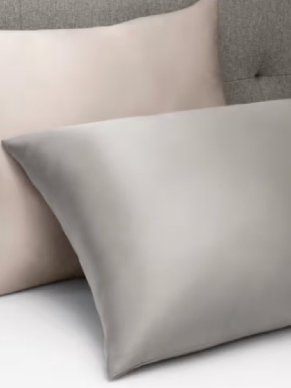 Kinself King Size Satin Pillowcases Pair Champagne Taupe Zip Closure
